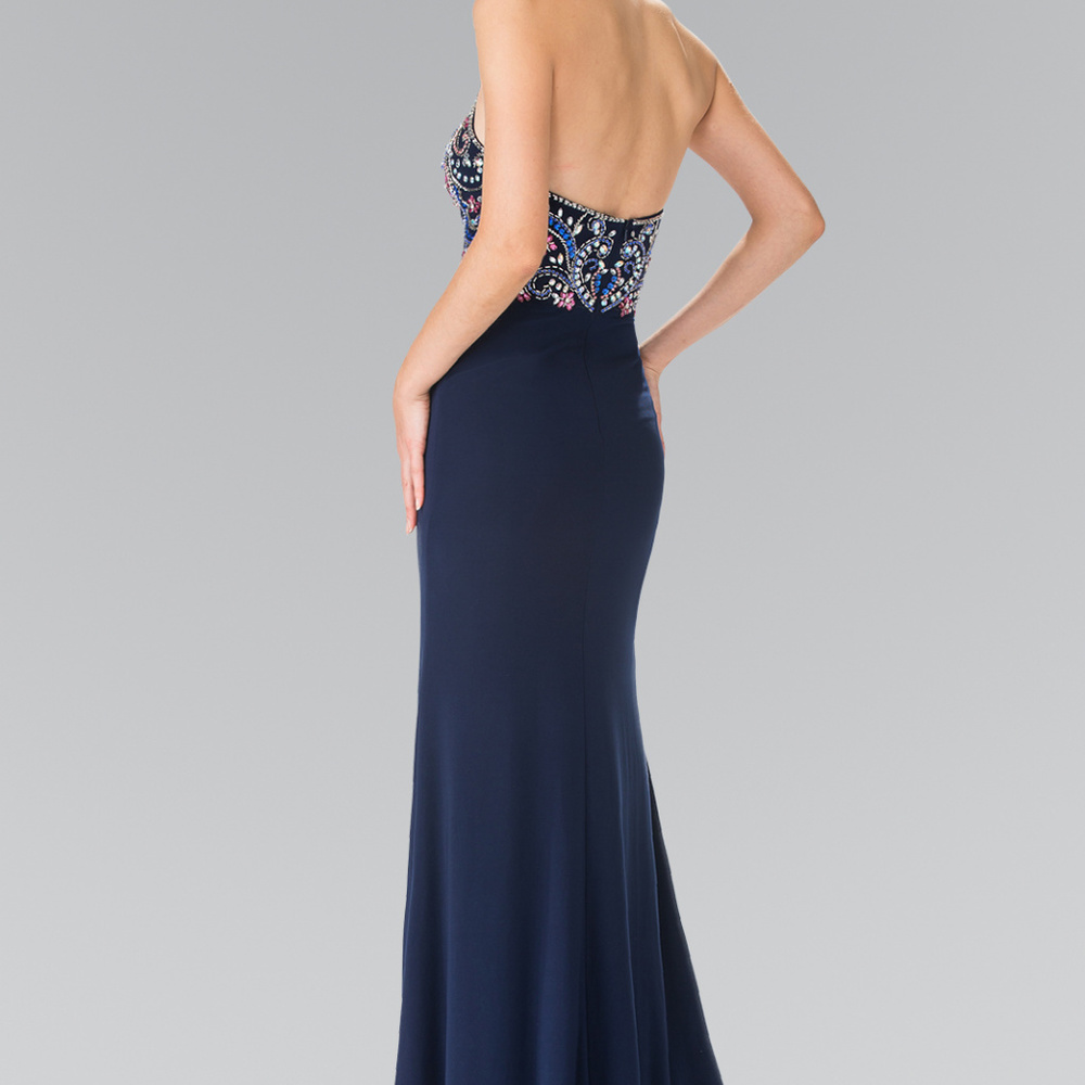 Halter-Neck Multi-Color TOP LONG DRESS GL2279 - Picture 2 of 4